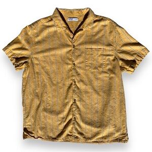 Sonoma Men's XL Cotton/Linen Blend Yellow Stripe Short Sleeve Shirt
